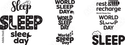 World Sleep Day Typography Designs Vector on a White Background