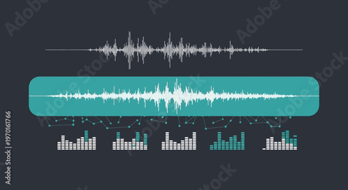 Audio waveform and sound frequency visualization.