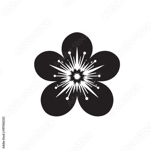 Abstract Black Flower Icon Design