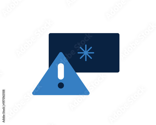 Warning triangle with an exclamation mark and a screen for security alerts and error notifications.