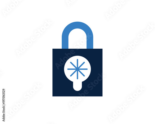 Padlock with a light bulb or star symbol for secure ideas and data protection.