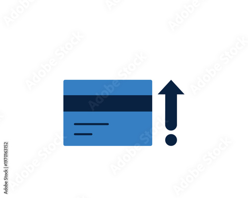 Blue credit card with an upward arrow for rising credit limits and transaction growth.