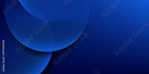 Abstract dark blue background with elegant overlapping circular layers and soft shadows. Futuristic Technology Concept