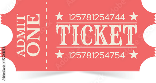 Retro admit one ticket design vintage event pass red vector style