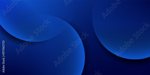 Abstract dark blue background with elegant overlapping circular layers and soft shadows.