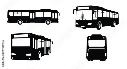 Black bus design shown in multiple views a striking silhouette