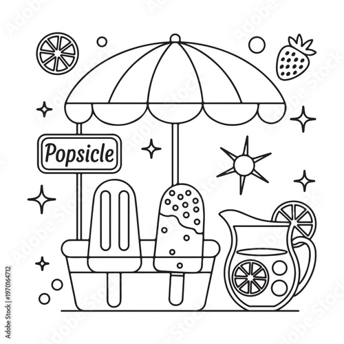 Vector illustration of summer beach umbrella set