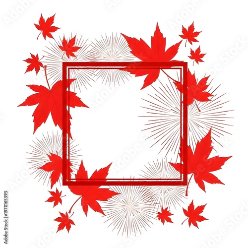 Happy canada day festive red maple leaf frame for canadian celebrations