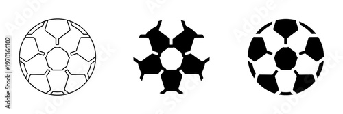 Soccer ball stencil vector icon set. Football silhouette and cutout design for laser cutting and print