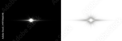 Star shape glowing brightly in contrasting shades of white and black with a radiant isolated on a neutral background with png background