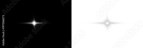 Star shape glowing brightly in contrasting shades of white and black with a radiant isolated on a neutral background with png background