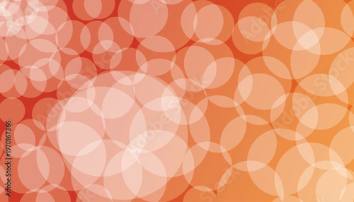 Red and orange gradient background with overlapping translucent circles