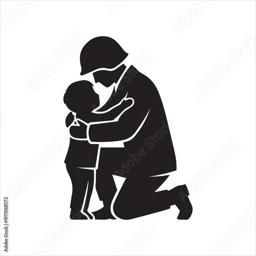 Soldier reunites with child silhouette