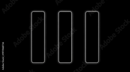 Wallpaper Mural Three Vertical Bars Outline Graphic on Black Background. Torontodigital.ca