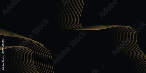 Abstract background with waves for banner. Web banner size. Vector background with lines. Element for design isolated on black.
