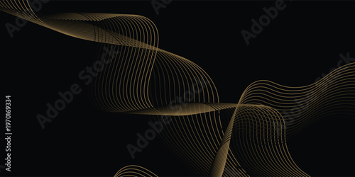Abstract background with waves for banner. Web banner size. Vector background with lines. Element for design isolated on black.