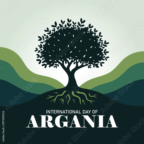 International Day of Argania banner, poster, card and background design.	
