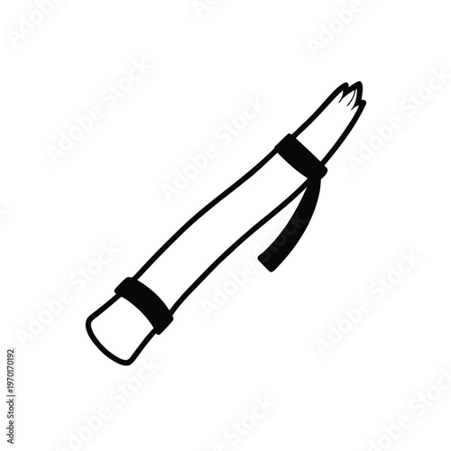 Simple hand-drawn vector doodle illustration of a traditional ground quiver, designed to hold arrows, isolated on a white background, perfect for archery equipment concepts.