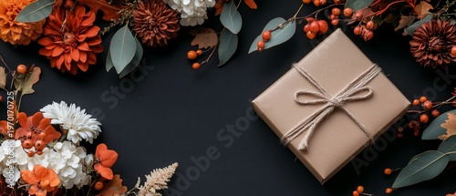 Autumnal gift with flowers