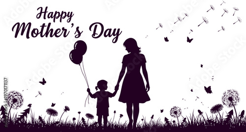 Happy mother's day silhouette a tender moment between mother and child