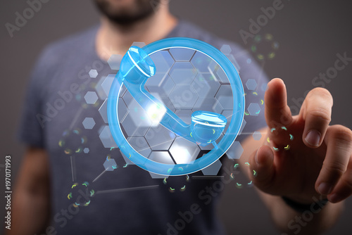 Man touching a digital phon...