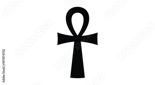 A stark black ankh the ancient egyptian symbol of life is presented as a bold silhouette high quality