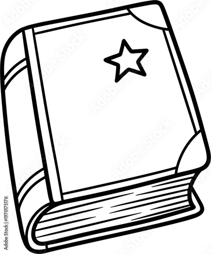 Fantasy Spellbook with Star Icon, Ancient Magic Tome, Mystical Book Clip Art