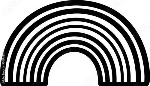 Abstract Black and White Rainbow Arc Lines Geometric Pattern