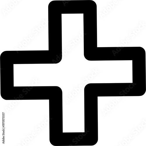 Simple Black Outline Cross Symbol