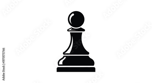 A stark black chess pawn stands prominently against a white background showcasing a bold silhouette high quality professional