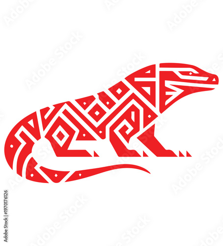 red komodo with tribal patterns