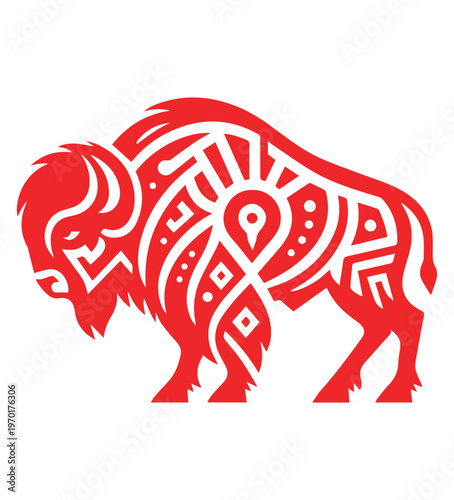 bison is shown in a tribal style