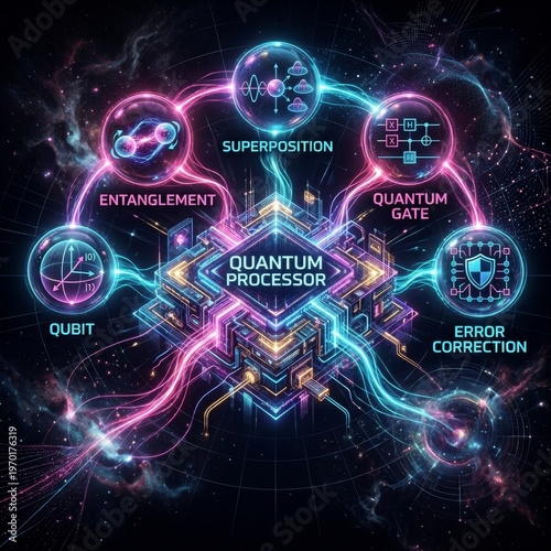 Quantum processor concept with key elements of quantum computing