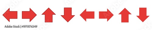 Free Download Red arrow png symbol mark icon right down up and left sign set on transparent background for back next clipart simple outline shape illustration - GFXLoad