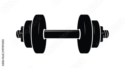 A striking black silhouette of a standard barbell dumbbell showcasing fitness and strength training silhouette high quality professional