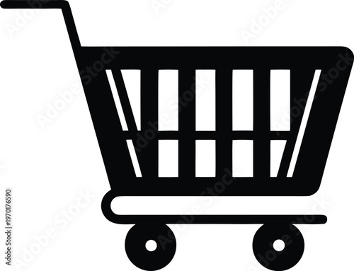 Black minimalist shopping cart icon vector illustration