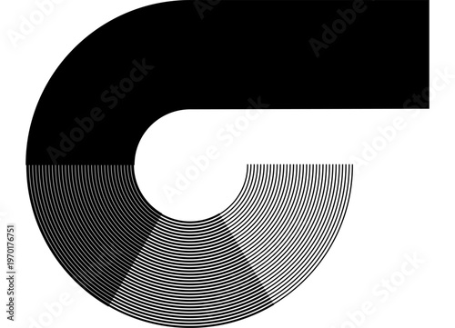 Sport striped swirl vector pattern from lines. Black design element on white background. Vector background with place for text for covers, advertising, print, label, interior. Ring. circle, disk