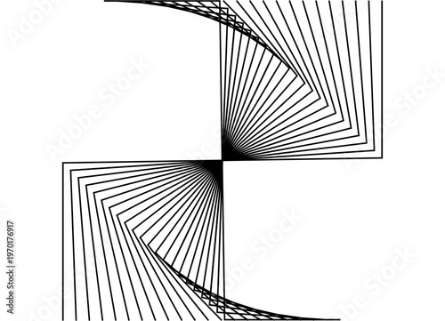 Striped vector pattern of thin black broken lines on a white background. Swirled Design Element. Square shapes. Abstract Vector background for covers, packaging, advertising, print, labels, interior.
