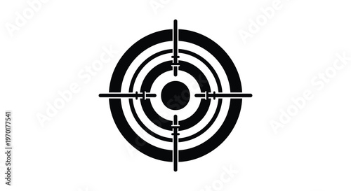 A black target with concentric rings and crosshairs is prominently displayed forming a striking silhouette high quality professional