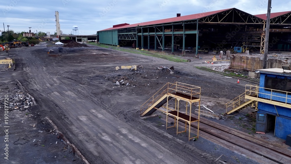 Naklejka premium Toxic Industrial Cleanup and Steel Mill Demolition Aerial Georgetown South Carolina