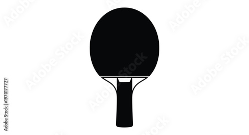 A stark black silhouette depicts a table tennis paddle highlighting its shape and handle silhouette high quality professional