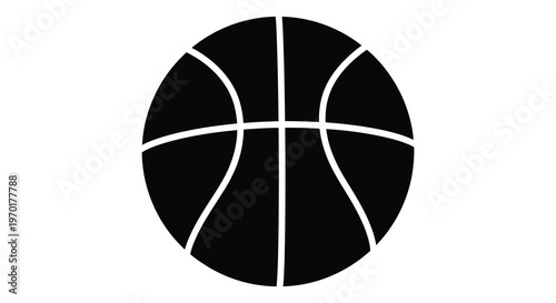 A simple graphic representation of a basketball showcasing its iconic design as a dark silhouette high quality professional