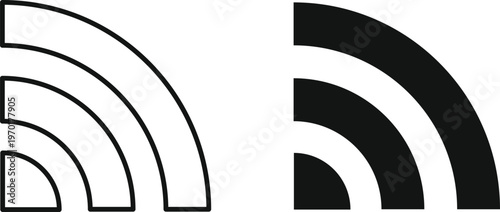Blog and News Feed Icons. RSS signal and link symbol. Podcast and broadcast graphic design. Internet broadcasting icons
