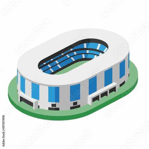 Isometric illustration of a modern sports stadium.