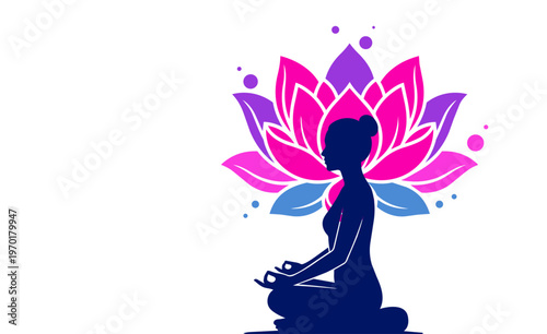 sagoma, donna, silhouette, meditazione, yoga, benessere, relax, rilassare, la mente, posizione yoga,