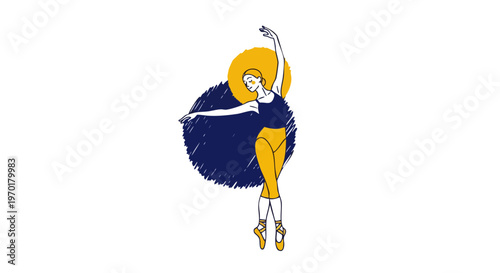 Ballerina in Practice Outfit Graceful Dance Pose Illustration