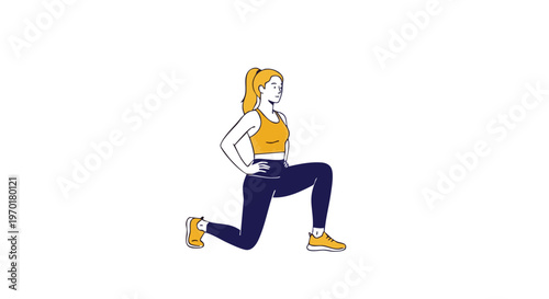 Woman Doing Fitness Lunge Exercise Vector Illustration