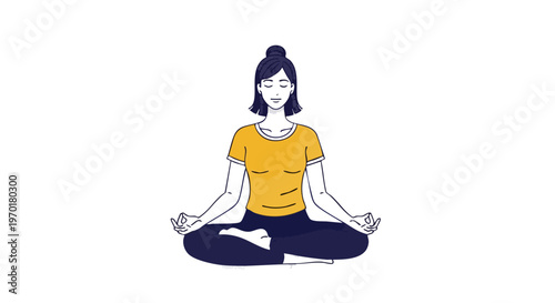 Young woman practicing yoga in lotus position meditation vector