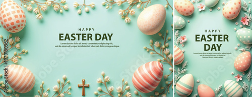 Elegant easter day background, Decorative happy easter day background for website, social media template