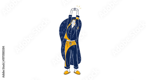 Woman in Pajamas Stretching and Waking Up in the Morning